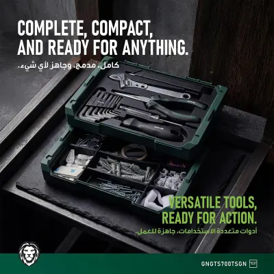 Green Lion 213-piece Tool Kit With Cordless Screwdriver, Usb-c Charging, Led Light, Adjustable Handle, And Storage Box