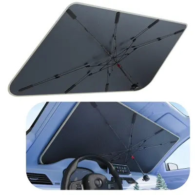 VYVY Labs Car Windshield Sunshade Umbrella With Upf80+ Uv Protection And Titanium Silver Coating. Blocks 99% Heat And Fits Most Cars, Suvs, And Sedans