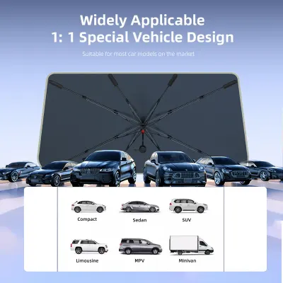 VYVY Labs Car Windshield Sunshade Umbrella With Upf80+ Uv Protection And Titanium Silver Coating. Blocks 99% Heat And Fits Most Cars, Suvs, And Sedans